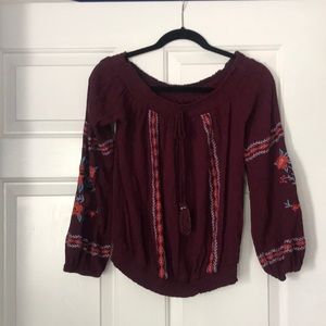 Plum colored Peasant style shirt